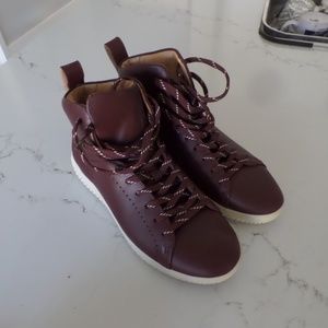 New Latest MOBS women ankle boots maroon leather tie shoe lace size 10